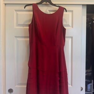 White House Black Market Red A-Line Midi Dress